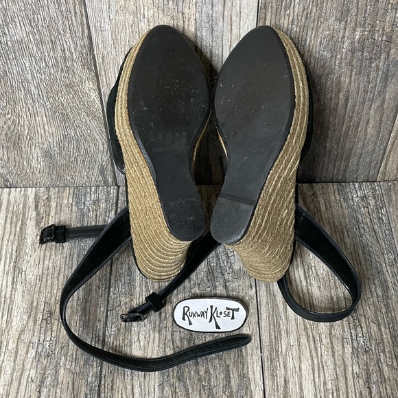 THEORY Espradille Wedge Platform Sandals Ankle Strap Black Suede EU 38.5 /US 8.5 - Picture 6 of 11
